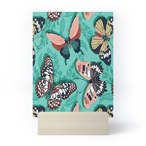 Heather Dutton Mariposa Boho Butterflies Aqua Mini Art Print