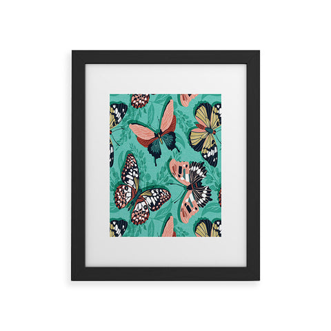 Heather Dutton Mariposa Boho Butterflies Aqua Framed Art Print