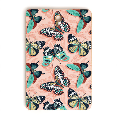 Heather Dutton Mariposa Boho Butterflies Pink Cutting Board Rectangle