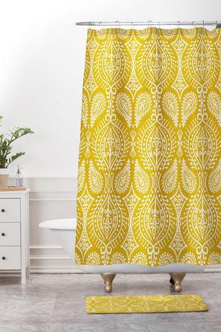 Heather Dutton Marrakech Goldenrod Shower Curtain And Mat