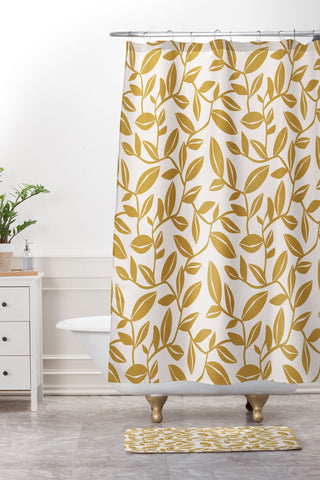 Heather Dutton Orchard Cream Goldenrod Shower Curtain And Mat