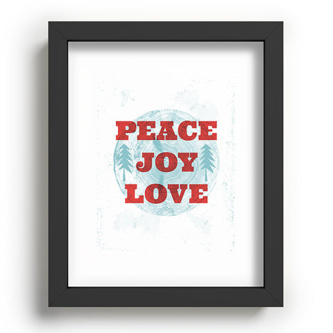 Heather Dutton Peace Joy Love Woodcut Recessed Framing Rectangle
