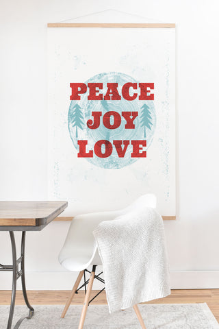 Heather Dutton Peace Joy Love Woodcut Art Print And Hanger
