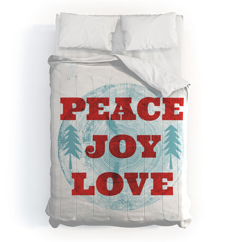 Heather Dutton Peace Joy Love Woodcut Comforter