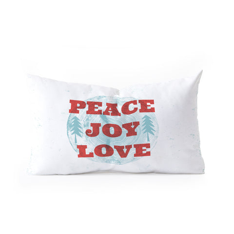 Heather Dutton Peace Joy Love Woodcut Oblong Throw Pillow