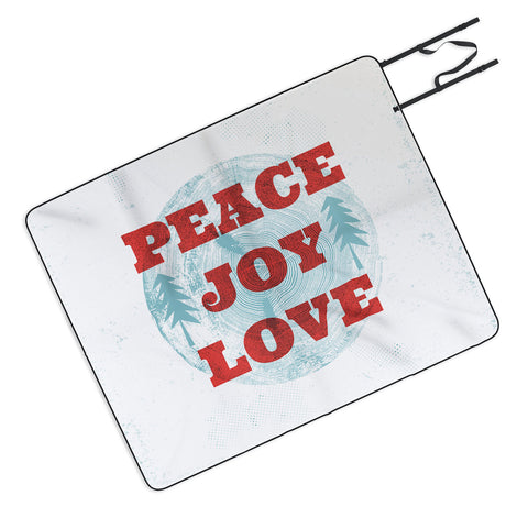 Heather Dutton Peace Joy Love Woodcut Picnic Blanket