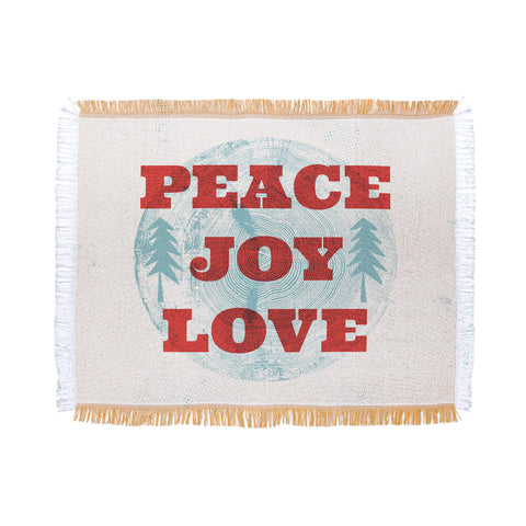 Heather Dutton Peace Joy Love Woodcut Throw Blanket