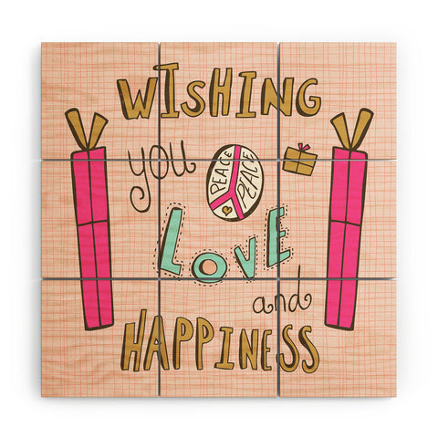 Heather Dutton Peace Love And Happiness Wood Wall Mural