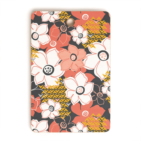 Heather Dutton Petals And Pods Lava Cutting Board Rectangle
