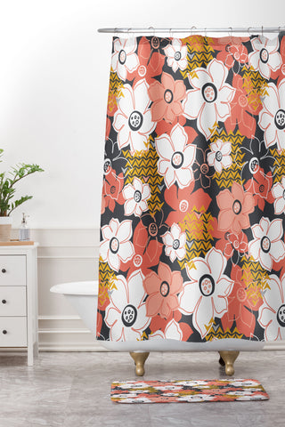 Heather Dutton Petals And Pods Lava Shower Curtain And Mat
