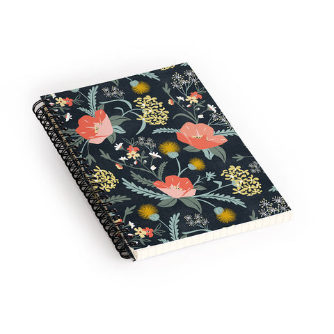 Heather Dutton Poppy Meadow Midnight Spiral Notebook