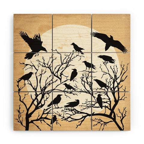 Heather Dutton Ravens Call Natural Wood Wall Mural