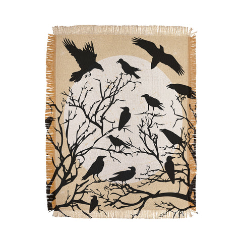 Heather Dutton Ravens Call Natural Throw Blanket