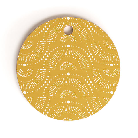 Heather Dutton Rise And Shine Yellow Cutting Board Round