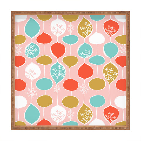 Heather Dutton Snowflake Holiday Bobble Chill Pink Square Tray