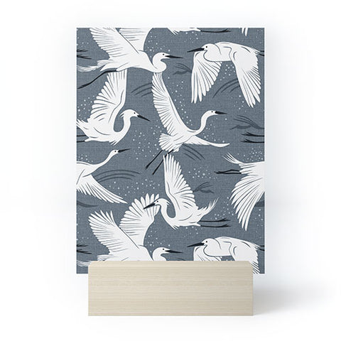 Heather Dutton Soaring Wings Steel Blue Grey Mini Art Print