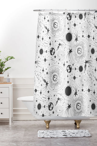 Heather Dutton Solar System White Shower Curtain And Mat