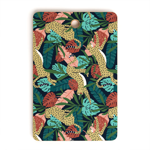 Heather Dutton Spotted Jungle Cheetahs Midnight Cutting Board Rectangle
