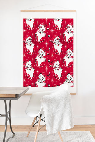 Heather Dutton Tis The Season Retro Santa Red Art Print And Hanger