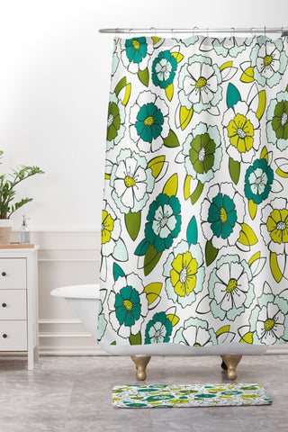 Heather Dutton Tropical Bloom Shower Curtain And Mat
