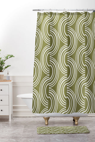 Heather Dutton Wander Olive Shower Curtain And Mat