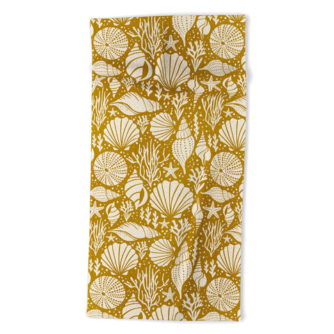 Heather Dutton Washed Ashore Gold Ivory Beach Towel