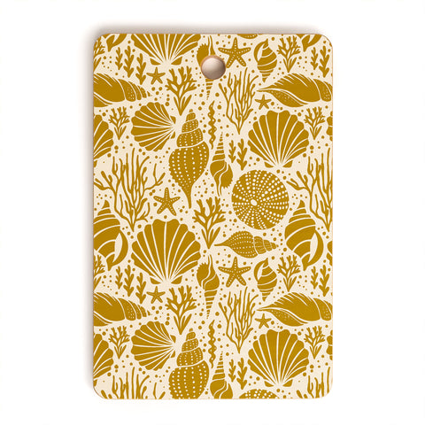 Heather Dutton Washed Ashore Ivory Gold Cutting Board Rectangle