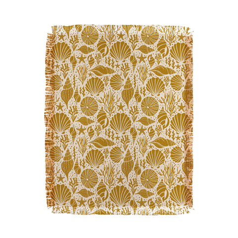 Heather Dutton Washed Ashore Ivory Gold Throw Blanket
