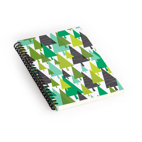 Heather Dutton Winter Woods Green Spiral Notebook