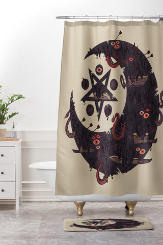 Hector Mansilla The Dark Moon Compels You Shower Curtain And Mat