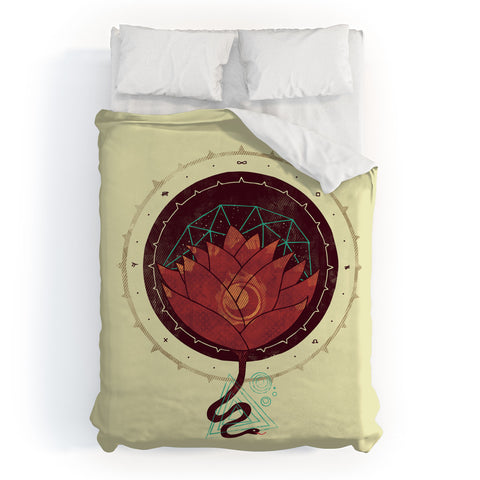 Hector Mansilla The Red Lotus Duvet Cover