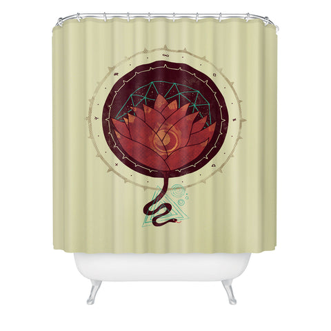 Hector Mansilla The Red Lotus Shower Curtain