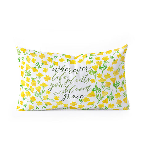 Hello Sayang Bloom with Grace Oblong Throw Pillow