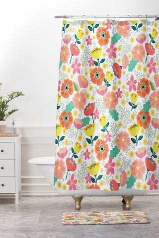 Hello Sayang Day Wild Flowers Shower Curtain And Mat