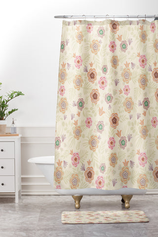 Hello Sayang Dreamy Spring Roses Shower Curtain And Mat