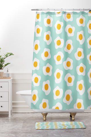 Hello Sayang Eggcellent Blue Eggs Shower Curtain And Mat