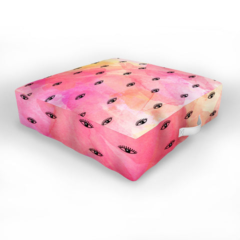 Hello Sayang Eye Blush Pink Outdoor Floor Cushion