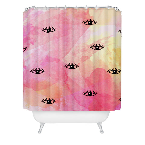Hello Sayang Eye Blush Pink Shower Curtain