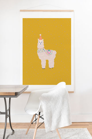 Hello Sayang Fa La La La Llama Mustard Art Print And Hanger
