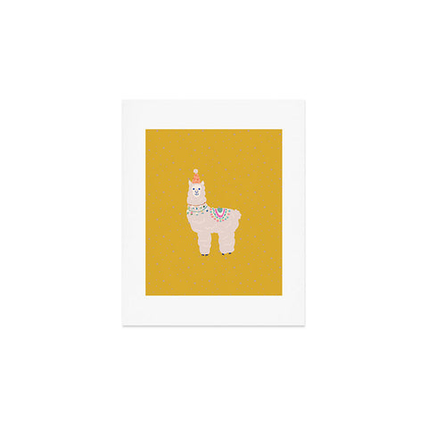 Hello Sayang Fa La La La Llama Mustard Art Print