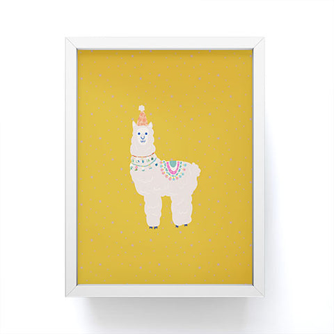 Hello Sayang Fa La La La Llama Mustard Framed Mini Art Print