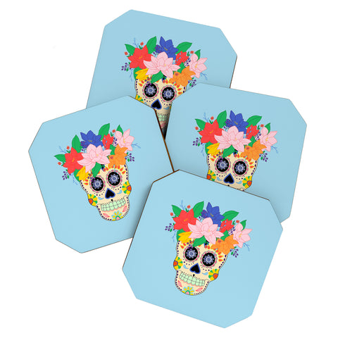 Hello Sayang Floral Skull Coaster Set