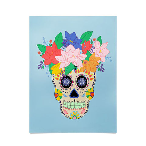 Hello Sayang Floral Skull Poster