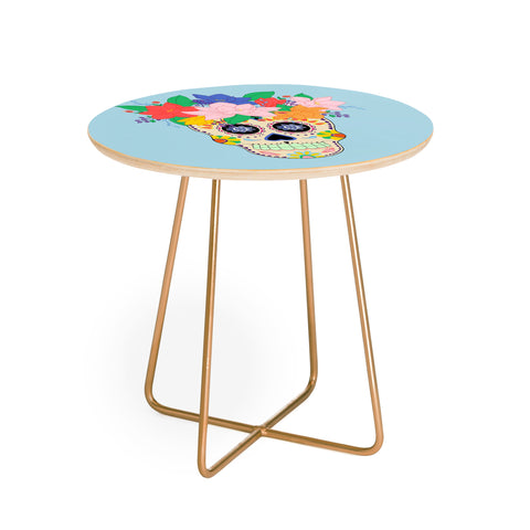 Hello Sayang Floral Skull Round Side Table