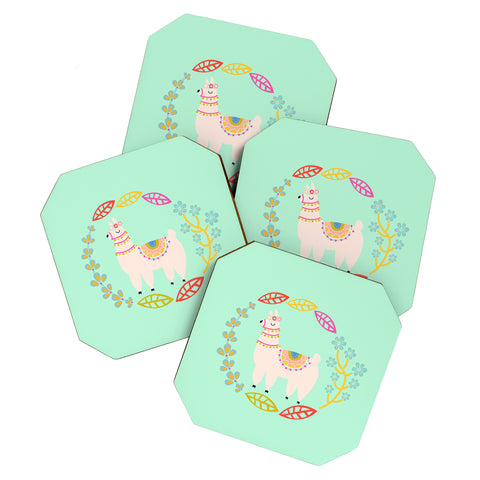 Hello Sayang Lola Llama Mint Coaster Set