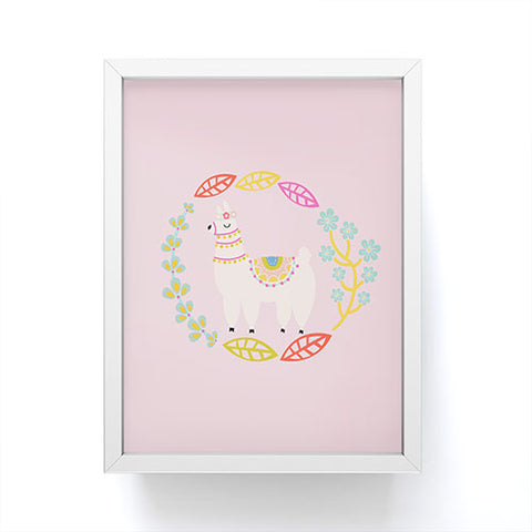 Hello Sayang Lola Llama Pink Framed Mini Art Print