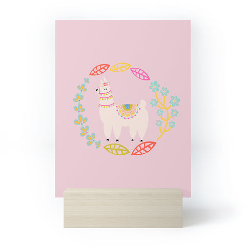 Hello Sayang Lola Llama Pink Mini Art Print