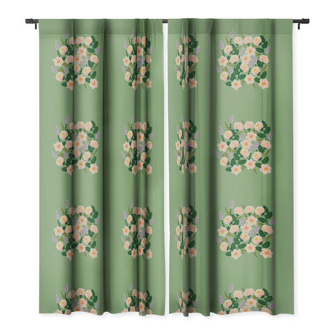 Hello Sayang Lovely Roses Green Blackout Window Curtain