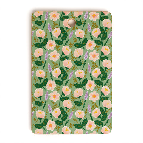 Hello Sayang Lovely Roses Green Cutting Board Rectangle