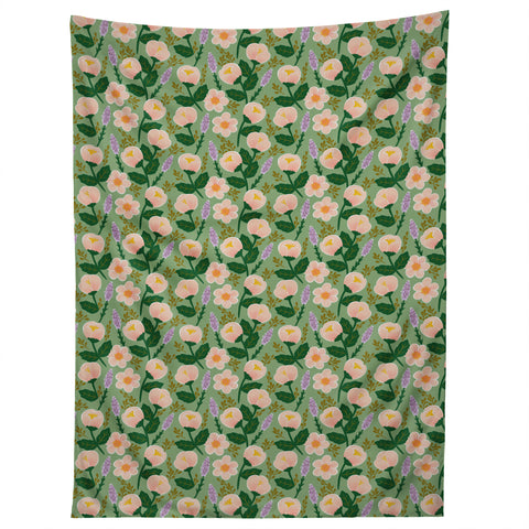 Hello Sayang Lovely Roses Green Tapestry